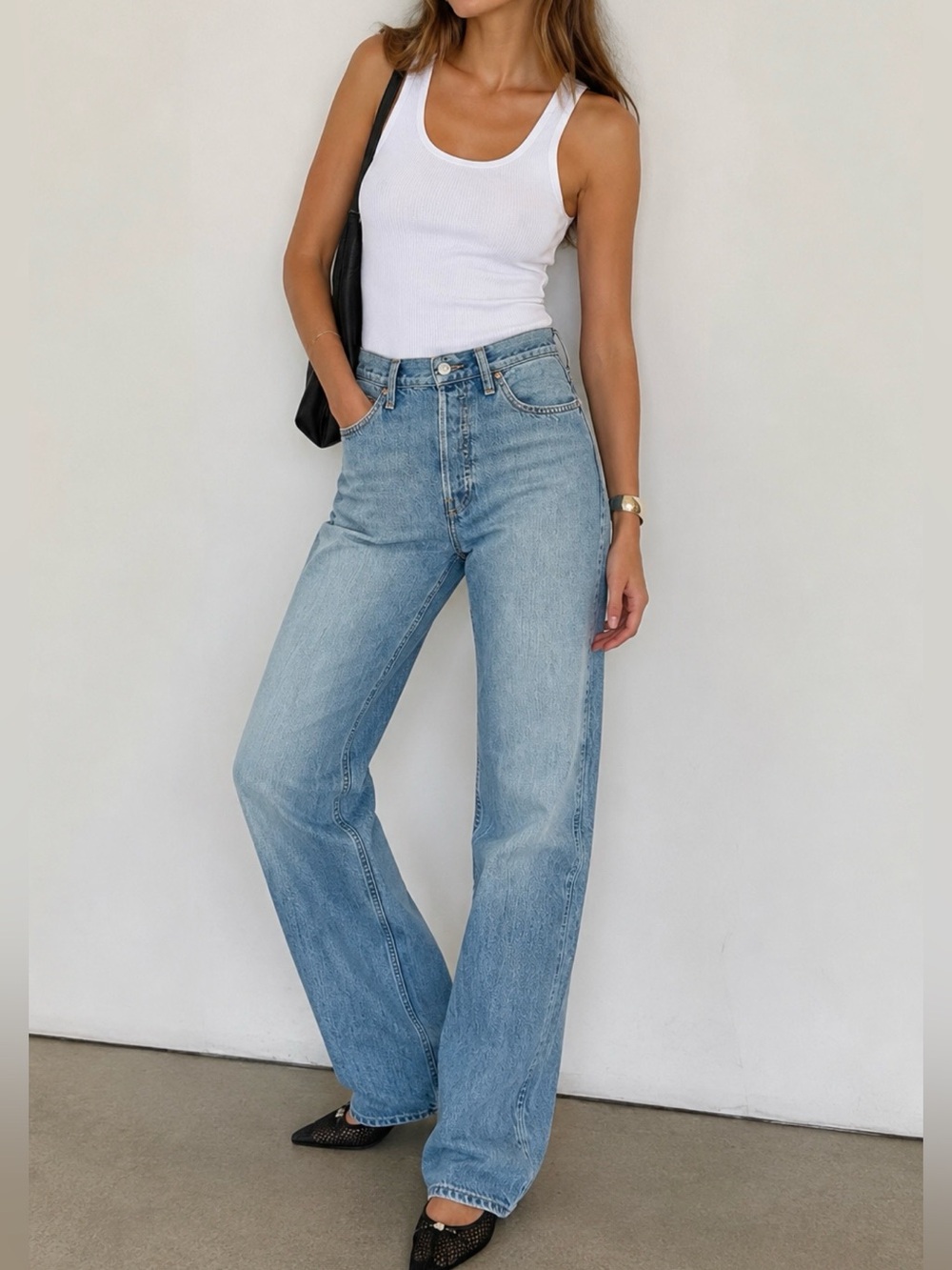 RE/DONE 90s High Rise Loose Jeans Worn Blue Wash Relaxed Fit Denim Sz 29🧡